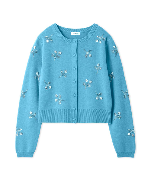 パールビジューフラワーニットカーディガン｜フレイアイディーの通販