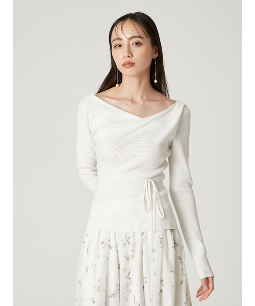 シルクブレンドアシメデコルテドレープリブニット｜フレイアイディーの