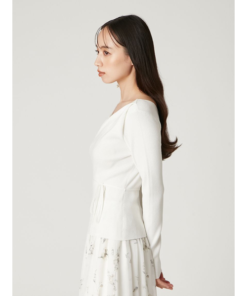 シルクブレンドアシメデコルテドレープリブニット｜フレイアイディーの