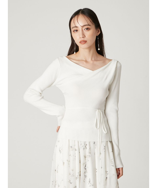 シルクブレンドアシメデコルテドレープリブニット｜フレイアイディーの