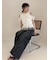 ラインストーンセミワイドストレートデニムパンツ