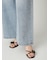 ラインストーンセミワイドストレートデニムパンツ