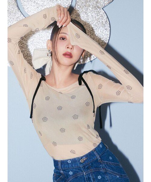 LILY BROWN×MARY QUANT】デイジー柄シアーチュールトップス｜リリー