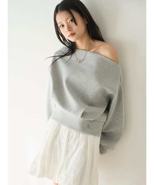 リリーブラウン♡ボンディングオフショルスウェット グレー ボンディングオフショルスウェット｜リリーブラウンの通販｜&mall