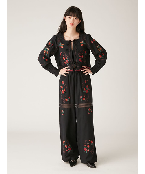 LILY BROWN ヴィンテージ刺繍リボンジャケット(黒) ヴィンテージ刺繍リボンジャケット｜リリーブラウンの通販