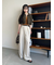 ベルト付きタックパンツ