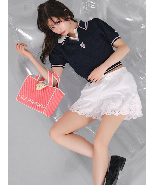 LILY BROWN Lingerie レーシーショートパンツ WHT LILY BROWN Lingerie】レーシーショートパンツ(セットアップ