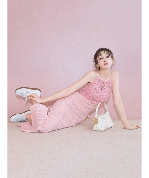 リリーブラウン クロシェビスチェドッキングニットワンピース