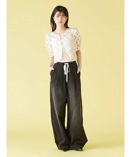 美品｜LILY BROWNエンブロイダリーチュールジャケット／BLK LILY BROWN｜エンブロイダリーチュールジャケット | Rakuten