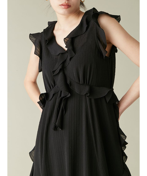 【 美品 】ラッフルフリルフレアワンピース ラッフルフリルフレアワンピース（マキシ丈/ロングワンピース