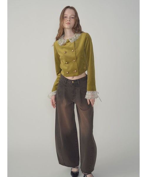 L.B CANDY STOCK]スカラップビジューアタッチドジャケット