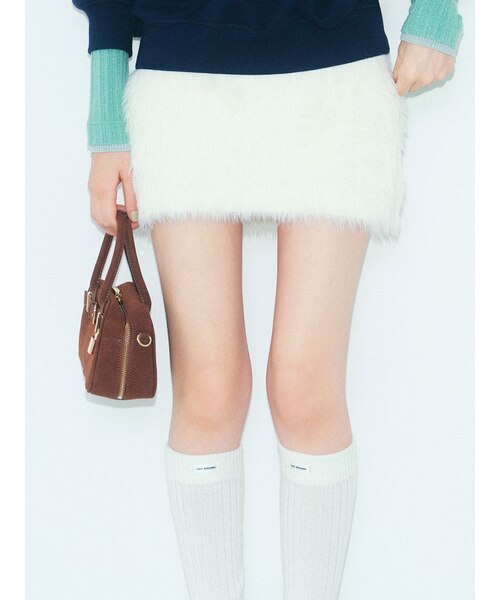 WEB限定カラー】フェザーヤーンミニスカート｜リリーブラウンの通販