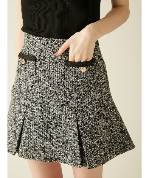 ツイードタックミニスカート｜リリーブラウンの通販｜&mall（アンド