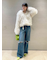 【WEB限定00サイズ】ステップウエストワイドデニムパンツ