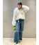 【WEB限定00サイズ】ステップウエストワイドデニムパンツ