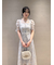 ラインフラワーエンブロイダリードレス