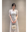 ラインフラワーエンブロイダリードレス