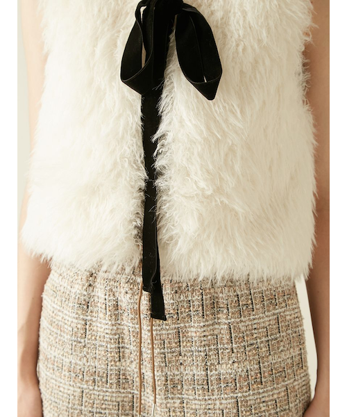 ベロアリボンファーベスト｜リリーブラウンの通販｜&mall（アンド