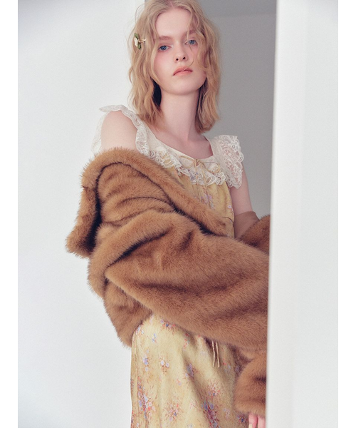 ヴィンテージレーストリムサテンロングドレス｜リリーブラウンの通販