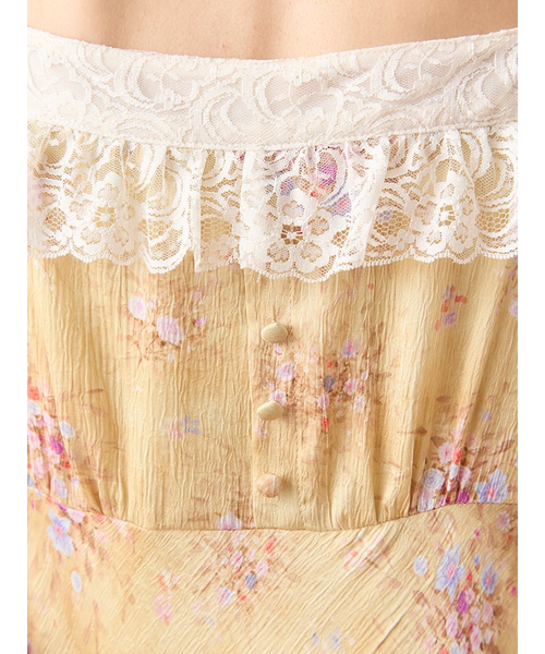 ヴィンテージレーストリムサテンロングドレス｜リリーブラウンの通販