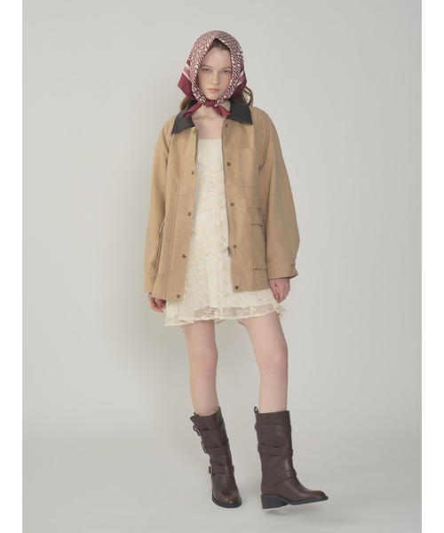 花柄ビジュー　ワンピース　candy stock Lily Brown L.B CANDY STOCK]フラワービジューレースミニワンピース(ミニ
