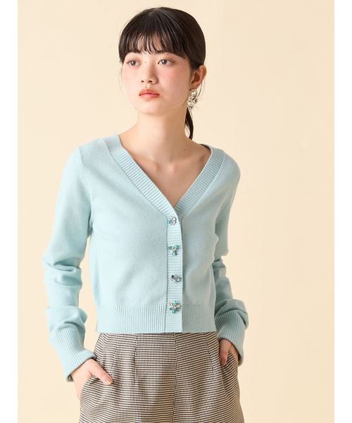 カシミヤ　エコファースリーブニットカーディガン カシミヤファーニット STN24A00207 | GIRLISH (Women
