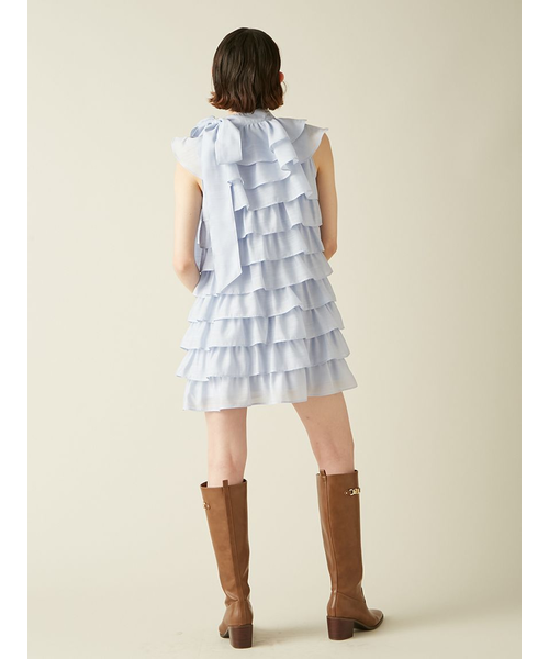 フリルボウタイミニドレス｜リリーブラウンの通販｜&mall（アンド