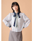 クラシカルパターンボウタイブラウス