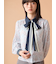 クラシカルパターンボウタイブラウス
