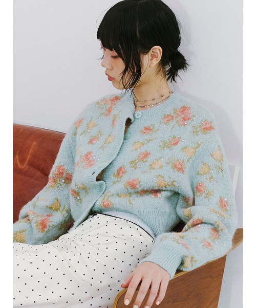 【LILY BROWN ×ANNA SUI】ジャガードビジューニットカーディガン LILY BROWN ×ANNA SUI】ジャガードビジューニットカーディガン