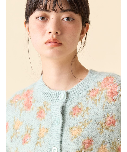 LILY BROWN ×ANNA SUI】ジャガードビジューニットカーディガン｜リリー