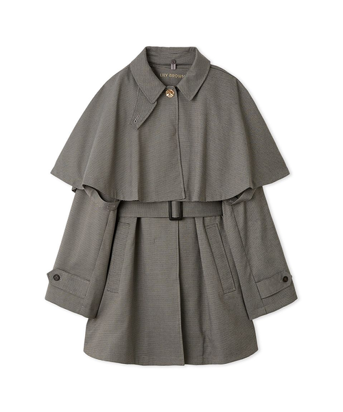 Lily Brown レザーパイピングケープコート　千鳥柄 楽天市場】【SALE／35%OFF】レザーパイピングケープコート LILY