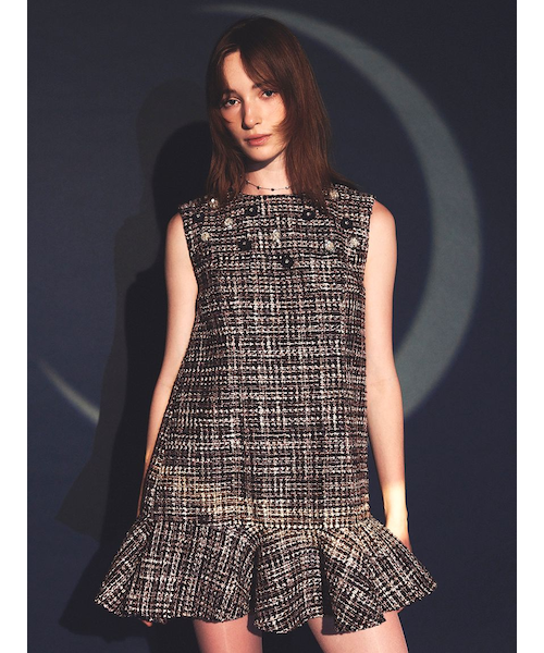 L.B CANDY STOCK]ツイードビジューAラインミニワンピース｜リリー