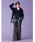 ベルト付きタックワイドパンツ