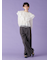 ベルト付きタックワイドパンツ