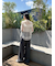 ベルト付きタックワイドパンツ