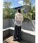 ベルト付きタックワイドパンツ