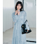 【WEB限定00サイズ】ボウタイ付きフリンジジャガードペプラムワンピース