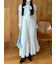 【WEB限定00サイズ】ボウタイ付きフリンジジャガードペプラムワンピース