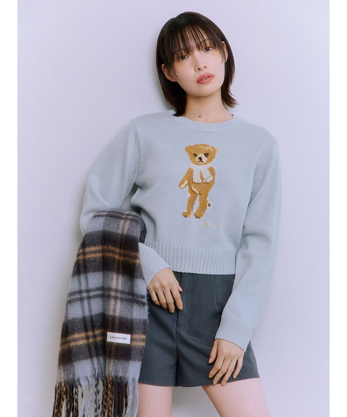 Lily Bearフリンジマフラーニットトップス リリーブラウン スナイデル WEB・一部店舗限定カラー】Lily Bearフリンジマフラーニットトップス