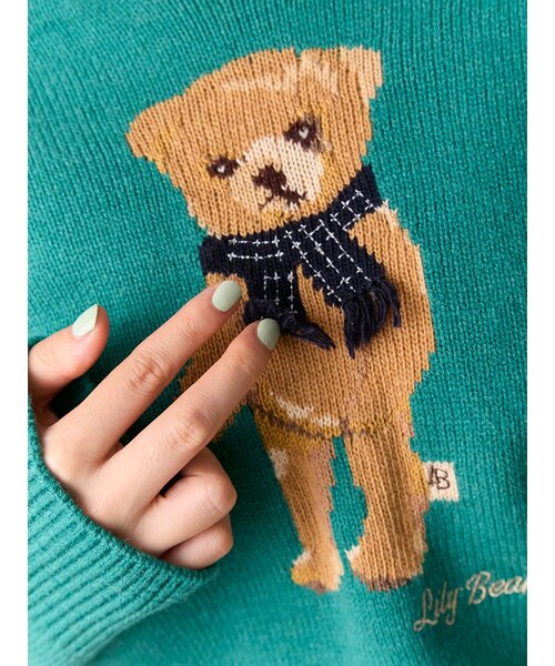 WEB・一部店舗限定カラー】Lily Bearフリンジマフラーニットトップス