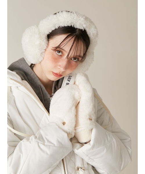 LILY BROWN×MARY QUANT】デイジーモチーフファーイヤーマフラー