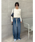 【WEB限定00サイズ】ワイドレッグイージーデニムパンツ