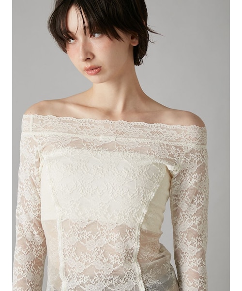 オフショルダーレーストップス｜リリーブラウンの通販｜&mall（アンド