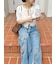[L.B CANDY STOCK]カットワークビジューデニムパンツ