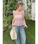 フラワーチャーム付きラッフルかごバッグ