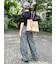 【LILY BROWN×ANNA SUI】バタフライワイドデニムパンツ