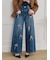 【WEB限定00サイズ】[L.B CANDY STOCK] フラワービジューデニムパンツ
