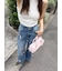 【WEB限定00サイズ】[L.B CANDY STOCK] フラワービジューデニムパンツ