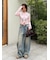 【WEB限定00サイズ】タックワイドクラシックデニムパンツ